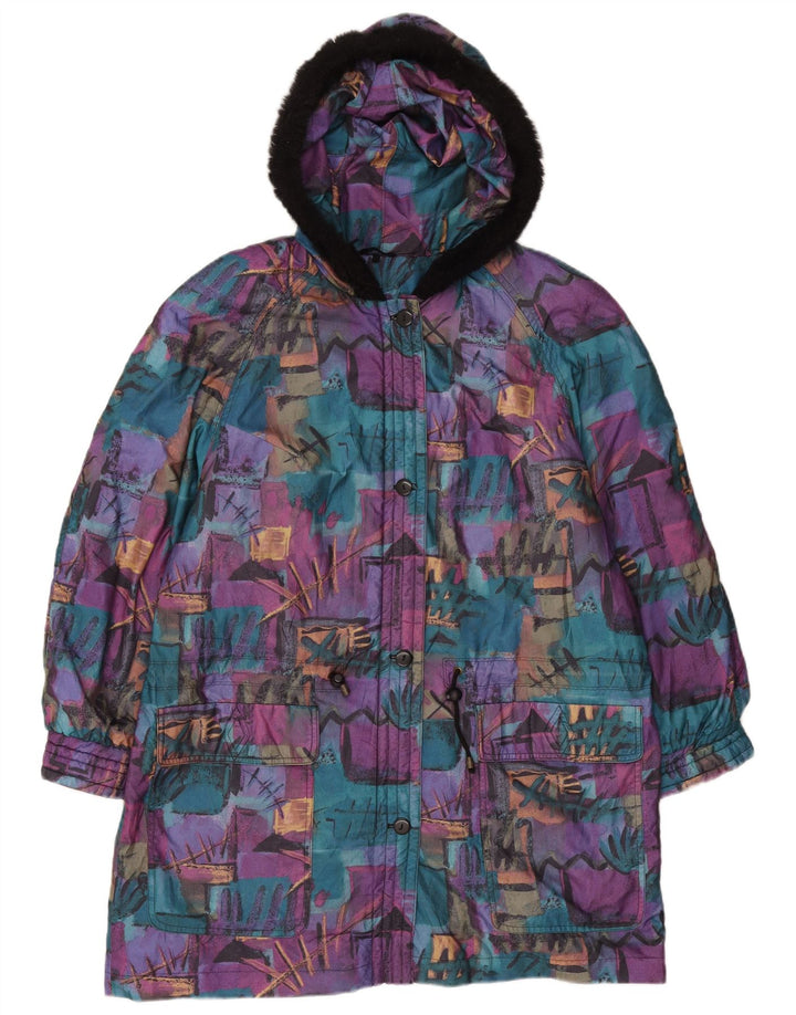 Vintage Womens Oversized Abstract Pattern Windbreaker Coat UK 18 XL Purple