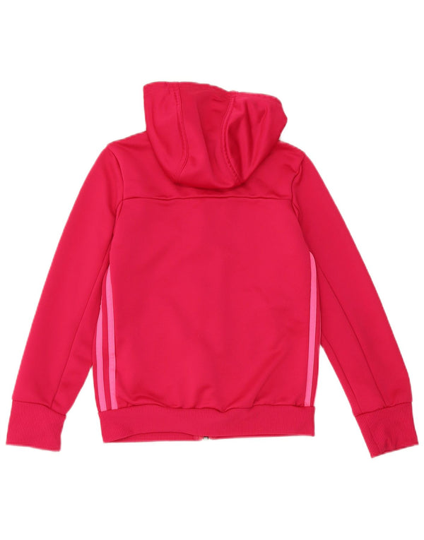 Adidas Girls Zip Hoodie Sweater 9-10 Years Pink Polyester