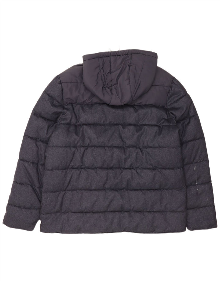 Weird Fish Mens Hooded Padded Jacket UK 44 2XL Navy Blue Polyester
