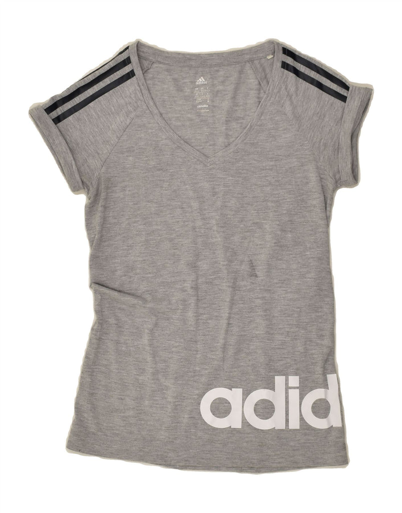 ADIDAS Womens Graphic T-Shirt Top Size 4/6 XS  Grey | Vintage Adidas | Thrift | Second-Hand Adidas | Used Clothing | Messina Hembry 
