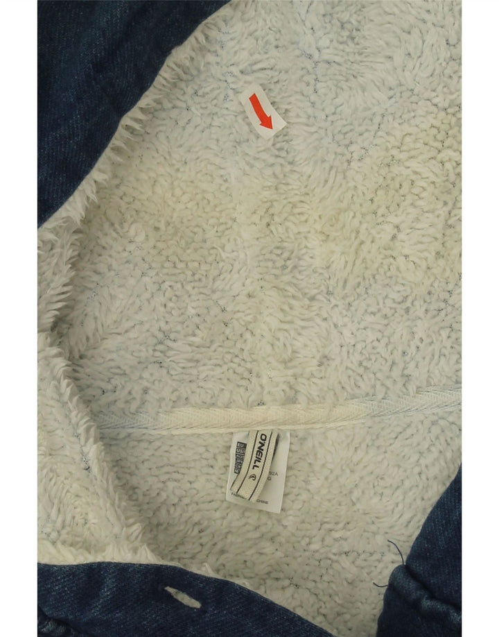 O'Neill Womens Pullover Denim Sherpa Jacket UK 16 Large Blue Cotton