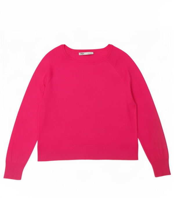 Zara Womens Boat Neck Jumper Sweater UK 14 Medium Pink Viscose