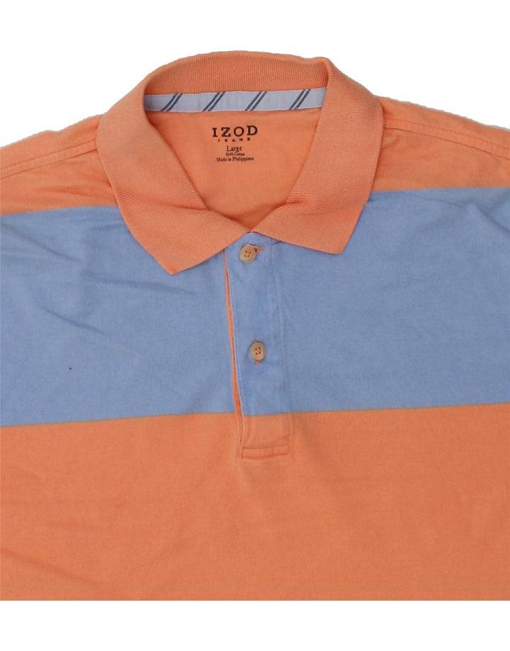 IZOD Mens Polo Shirt Large Orange Colourblock Cotton Vintage Izod and Second-Hand Izod from Messina Hembry 
