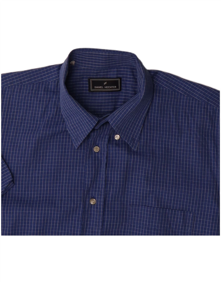 Daniel Hechter Mens Short Sleeve Shirt XL Blue Check