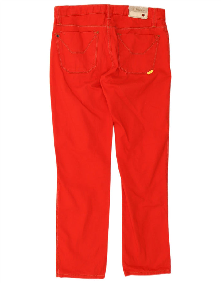 Jeckerson Mens Straight Jeans W33 L30 Red Cotton