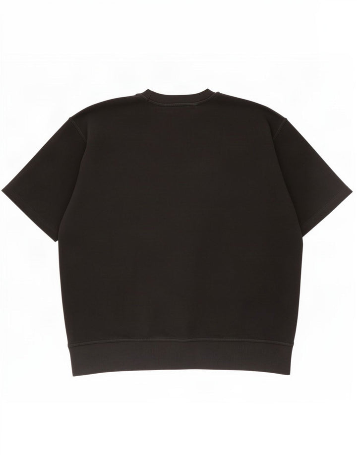 Zara Mens Short Sleeve Sweatshirt Jumper XL Black Cotton