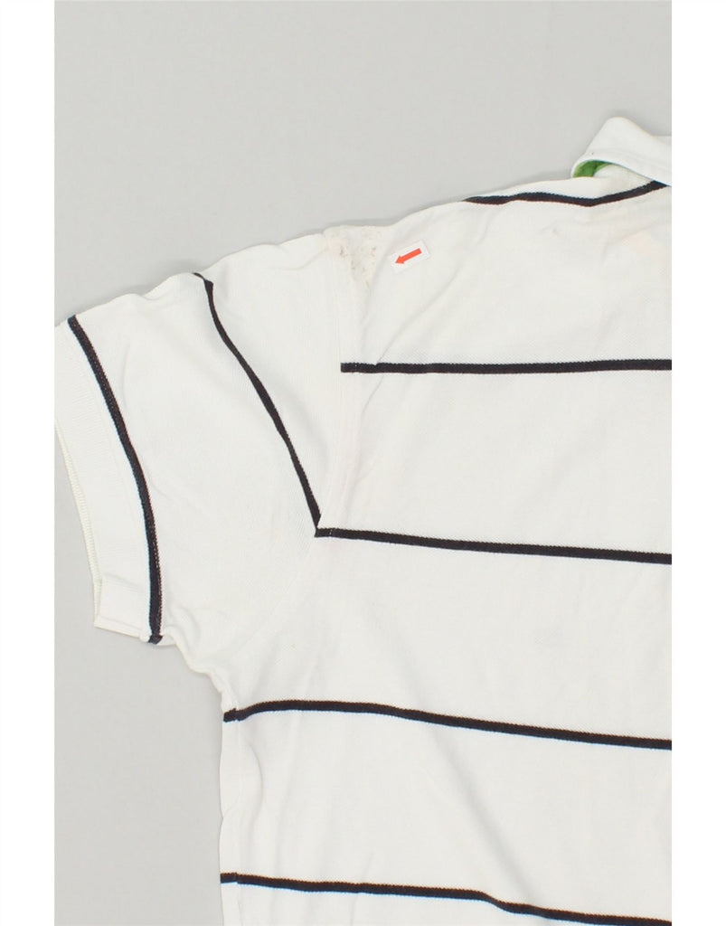 TOMMY HILFIGER Mens Polo Shirt Medium White Striped Cotton | Vintage Tommy Hilfiger | Thrift | Second-Hand Tommy Hilfiger | Used Clothing | Messina Hembry 