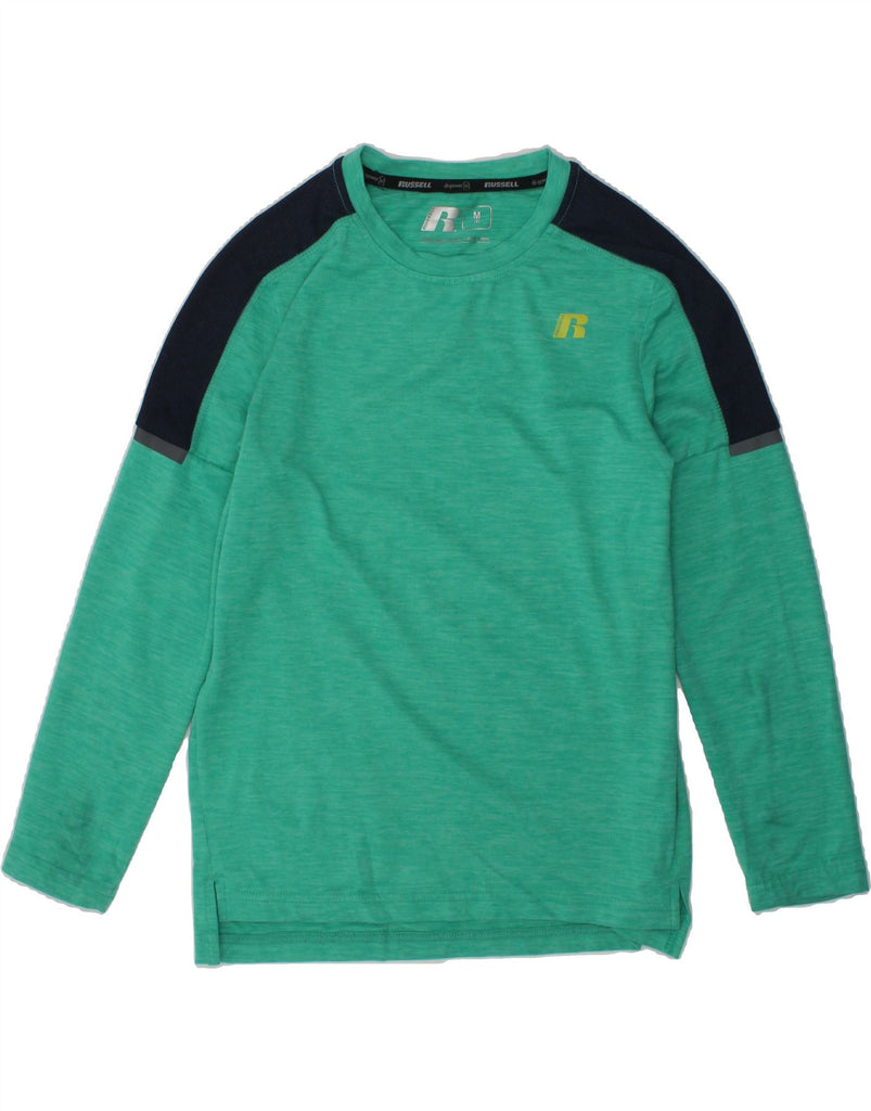 RUSSELL ATHLETIC Boys Top Long Sleeve 7-8 Years Medium  Green | Vintage Russell Athletic | Thrift | Second-Hand Russell Athletic | Used Clothing | Messina Hembry 