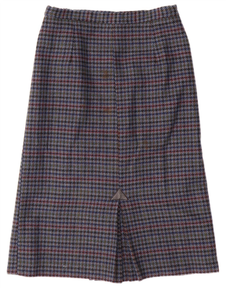 Vintage Womens Pencil Skirt UK 14 Medium W28 Blue Houndstooth