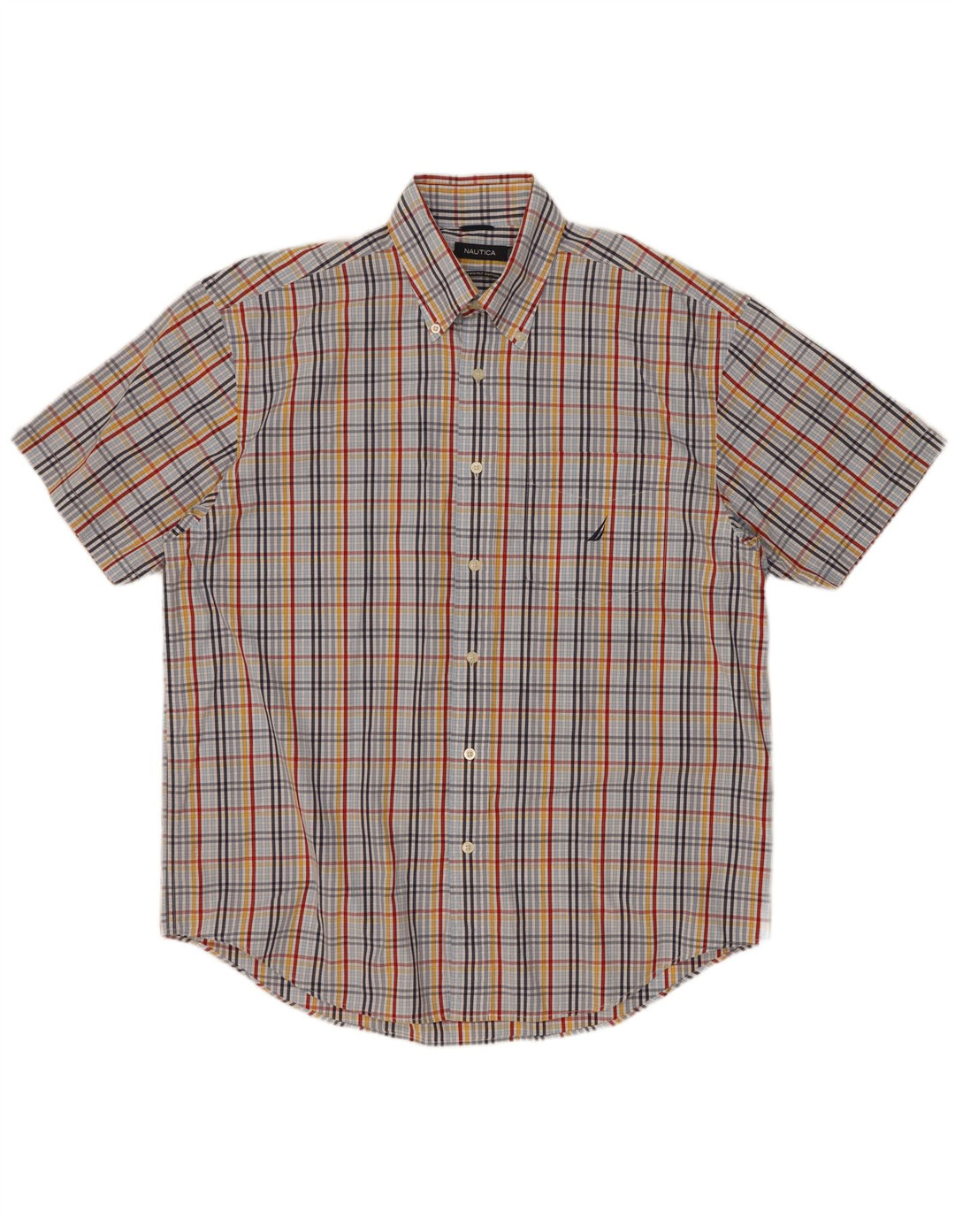 Nautica Mens Short Sleeve Shirt Large Multicoloured Check Cotton