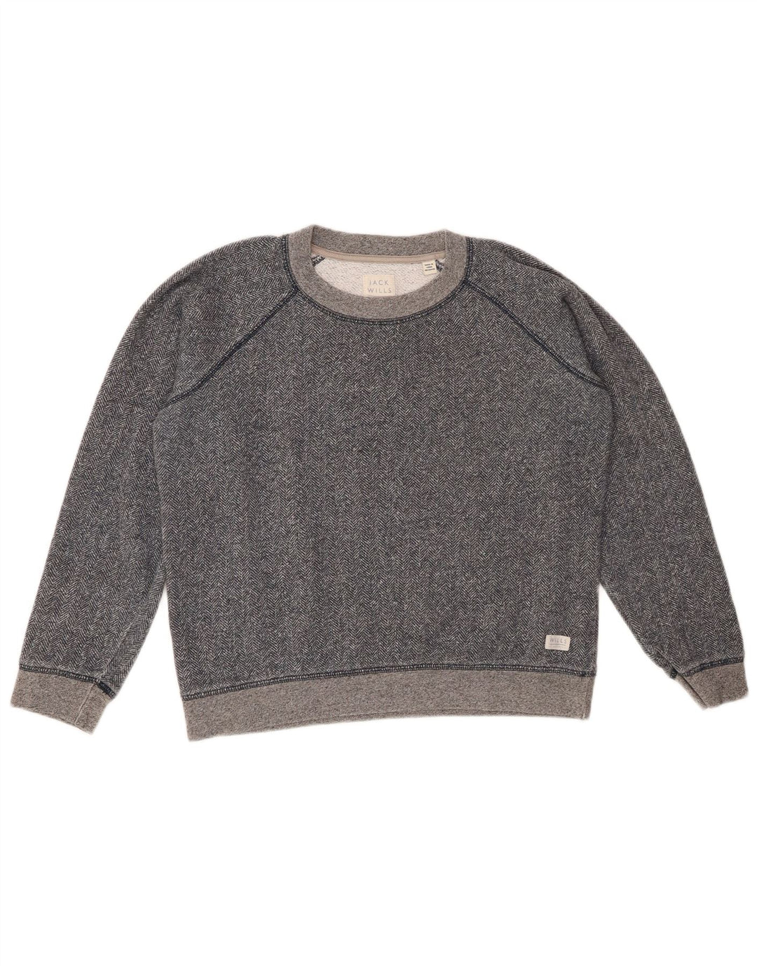 JACK WILLS Womens Crop Sweatshirt Jumper UK 12 Medium Navy Blue Flecked