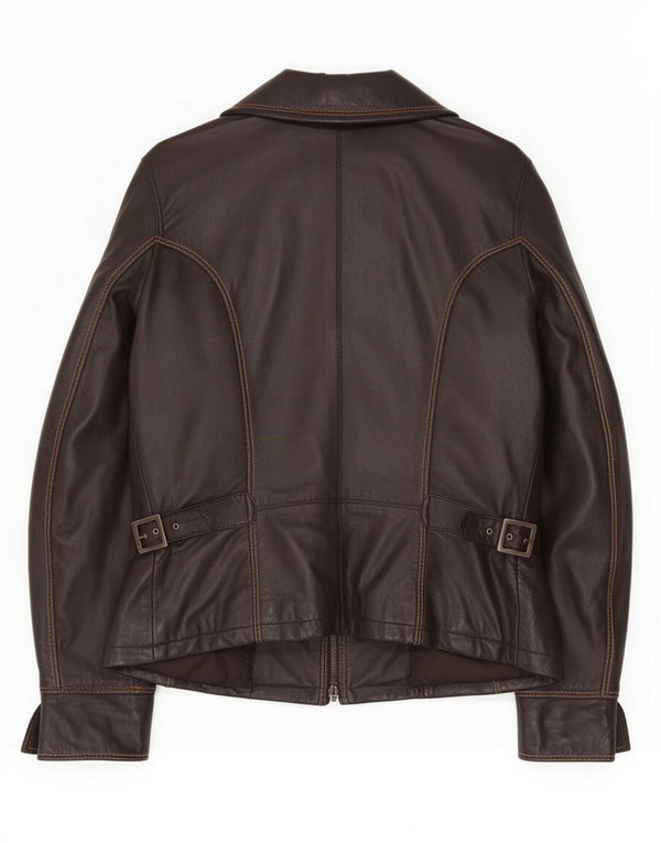Vintage Womens Leather Jacket IT 44 Medium Brown