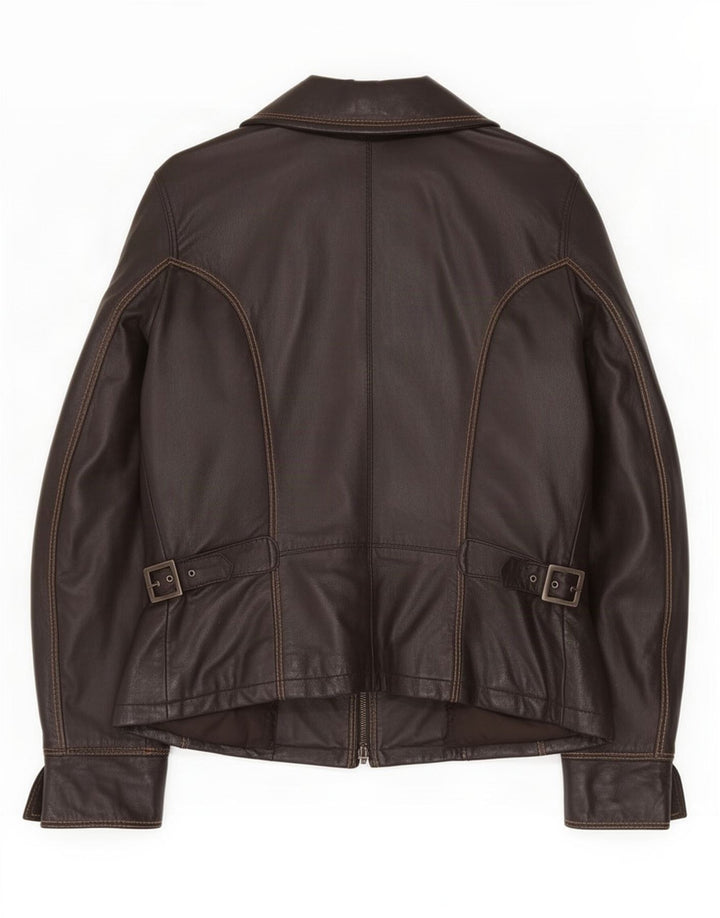 Vintage Womens Leather Jacket IT 44 Medium Brown