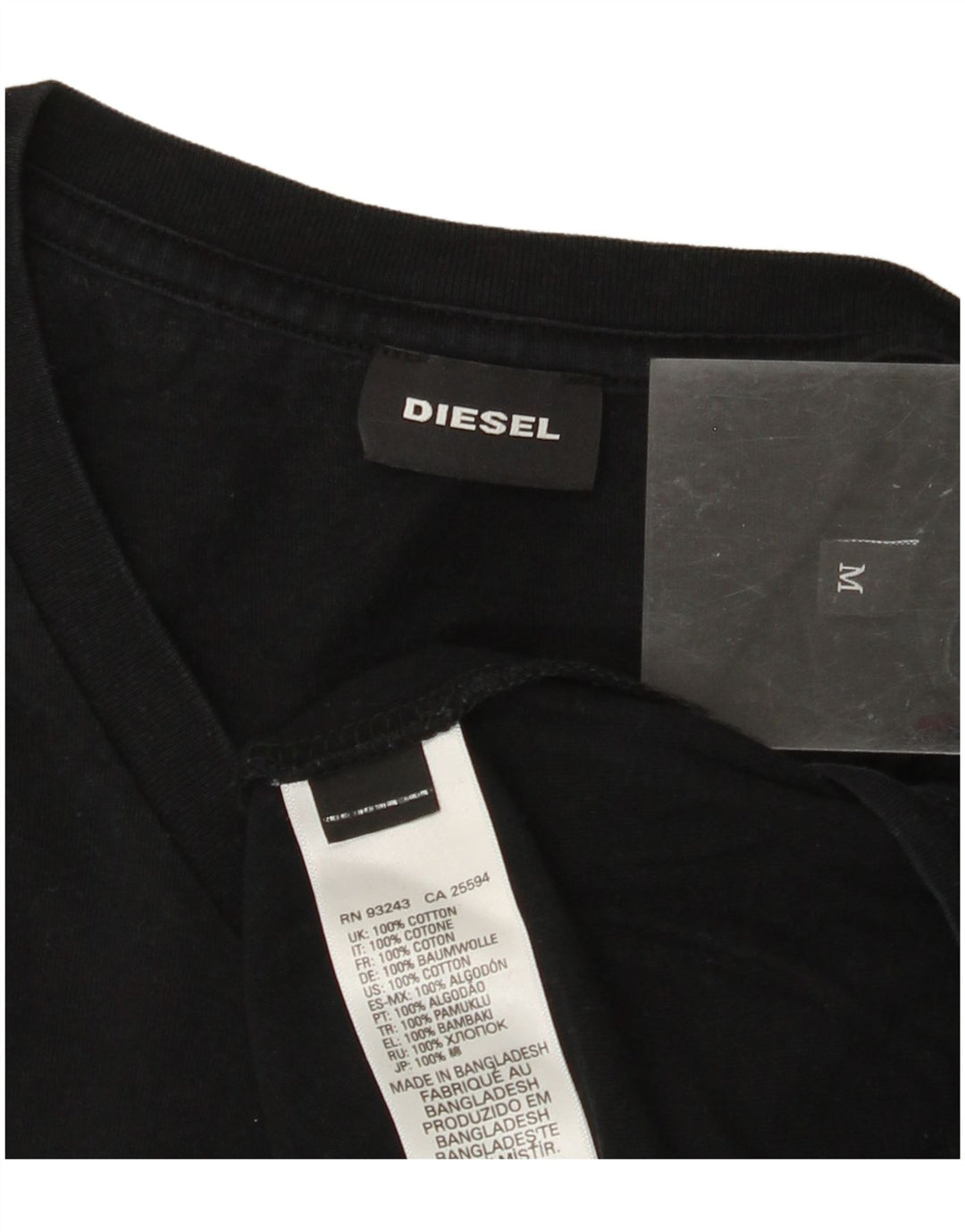 DIESEL Mens T-Shirt Top Medium Black Cotton