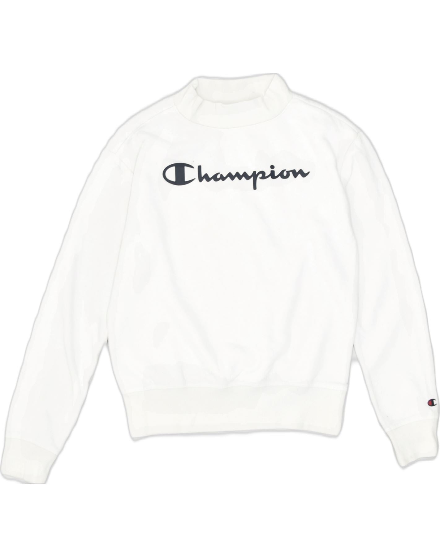 CHAMPION Girls Graphic Sweatshirt Jumper 13 14 Years White Cotton Vintage Second Hand Clothing Online Messina Hembry