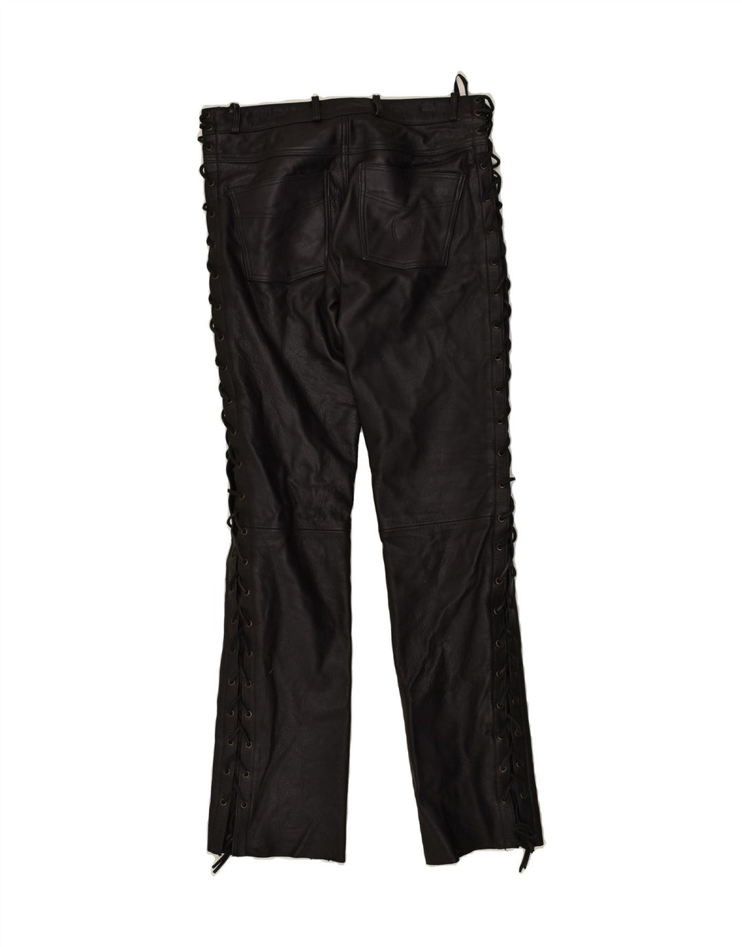 HIGHWAY 1 Womens Leather Casual Trousers W34 L35 Black Leather