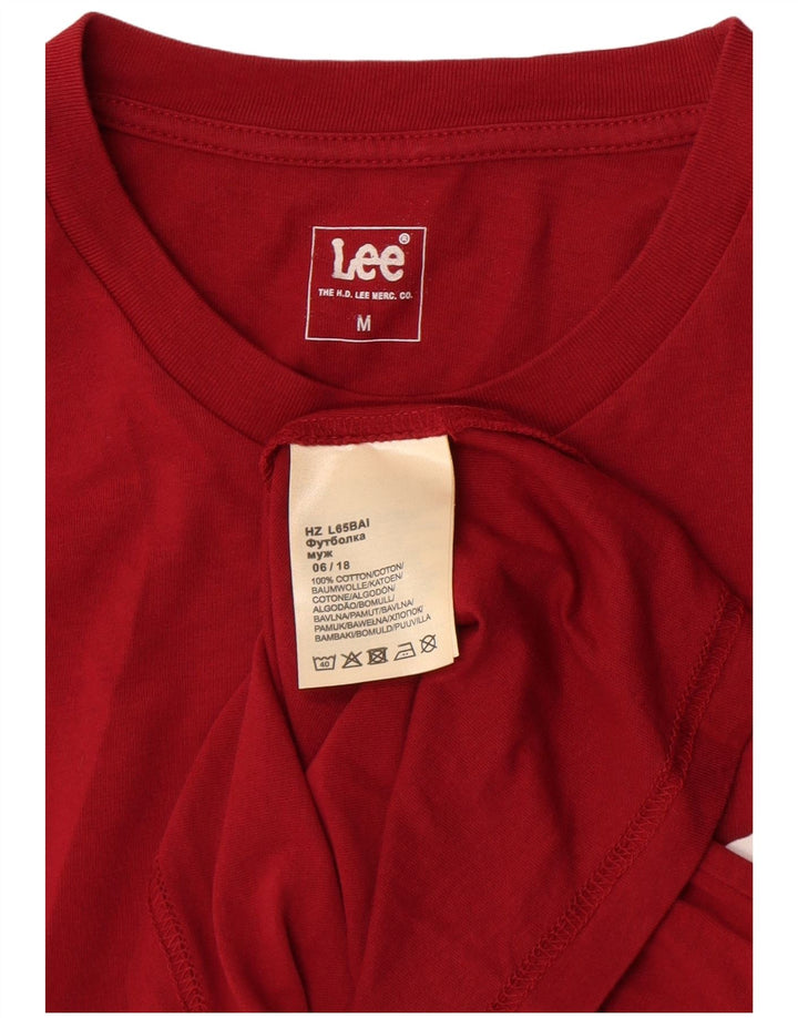 Lee Mens Graphic Top Long Sleeve Medium Burgundy Cotton