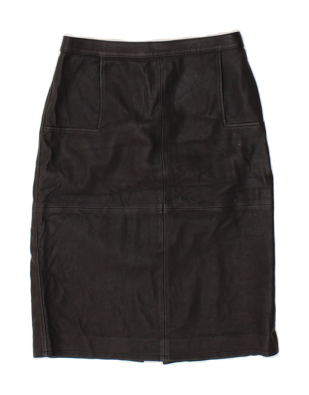 JAEGER Womens Leather Skirt UK 8 Small W26  Black Leather Vintage Jaeger and Second-Hand Jaeger from Messina Hembry 