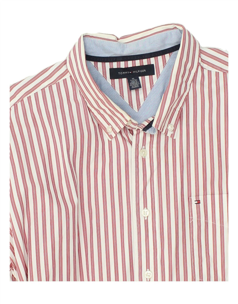 TOMMY HILFIGER Mens Shirt XL Red Striped Cotton | Vintage Tommy Hilfiger | Thrift | Second-Hand Tommy Hilfiger | Used Clothing | Messina Hembry 