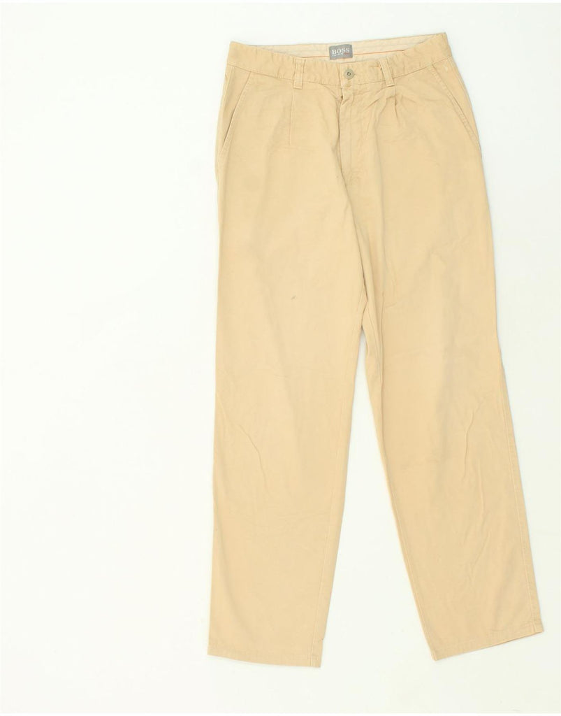 HUGO BOSS Mens Straight Chino Trousers IT 46 Small W30 L30  Beige Cotton | Vintage Hugo Boss | Thrift | Second-Hand Hugo Boss | Used Clothing | Messina Hembry 