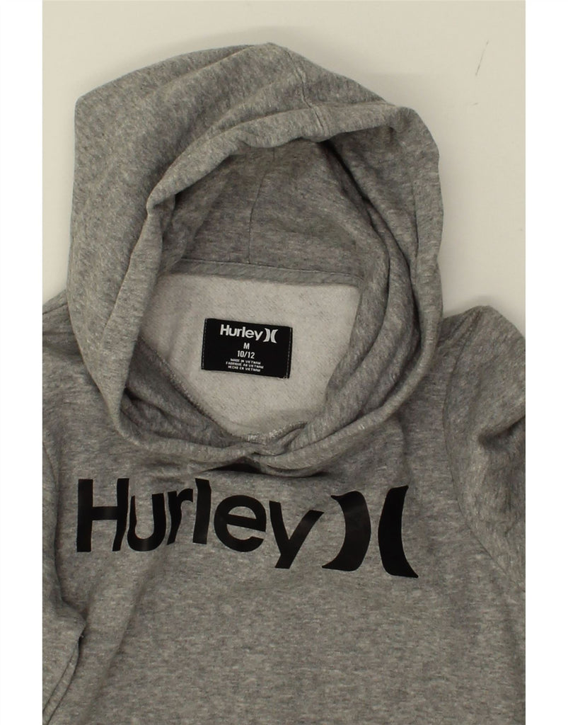 HURLEY Boys Graphic Hoodie Jumper 10-11 Years Medium Grey Cotton Vintage Hurley and Second-Hand Hurley from Messina Hembry 