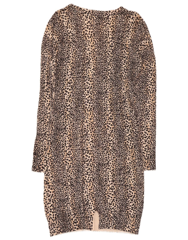 Guess Womens Long Sleeve Jumper Dress UK 12 Medium Beige Animal Print