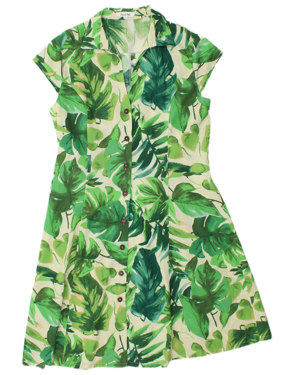 Sweet Miss Womens A-Line Dress UK 18 XL Green Floral Cotton