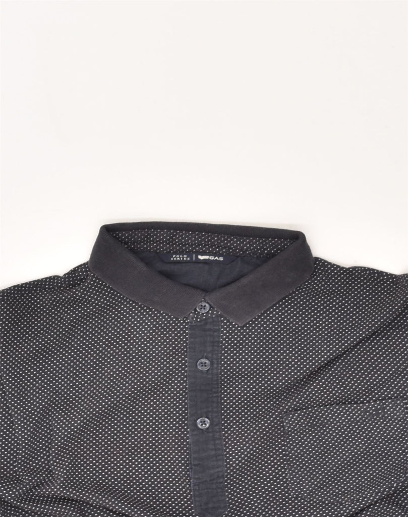 GAS Mens Polo Shirt Medium Black Spotted Cotton | Vintage Gas | Thrift | Second-Hand Gas | Used Clothing | Messina Hembry 