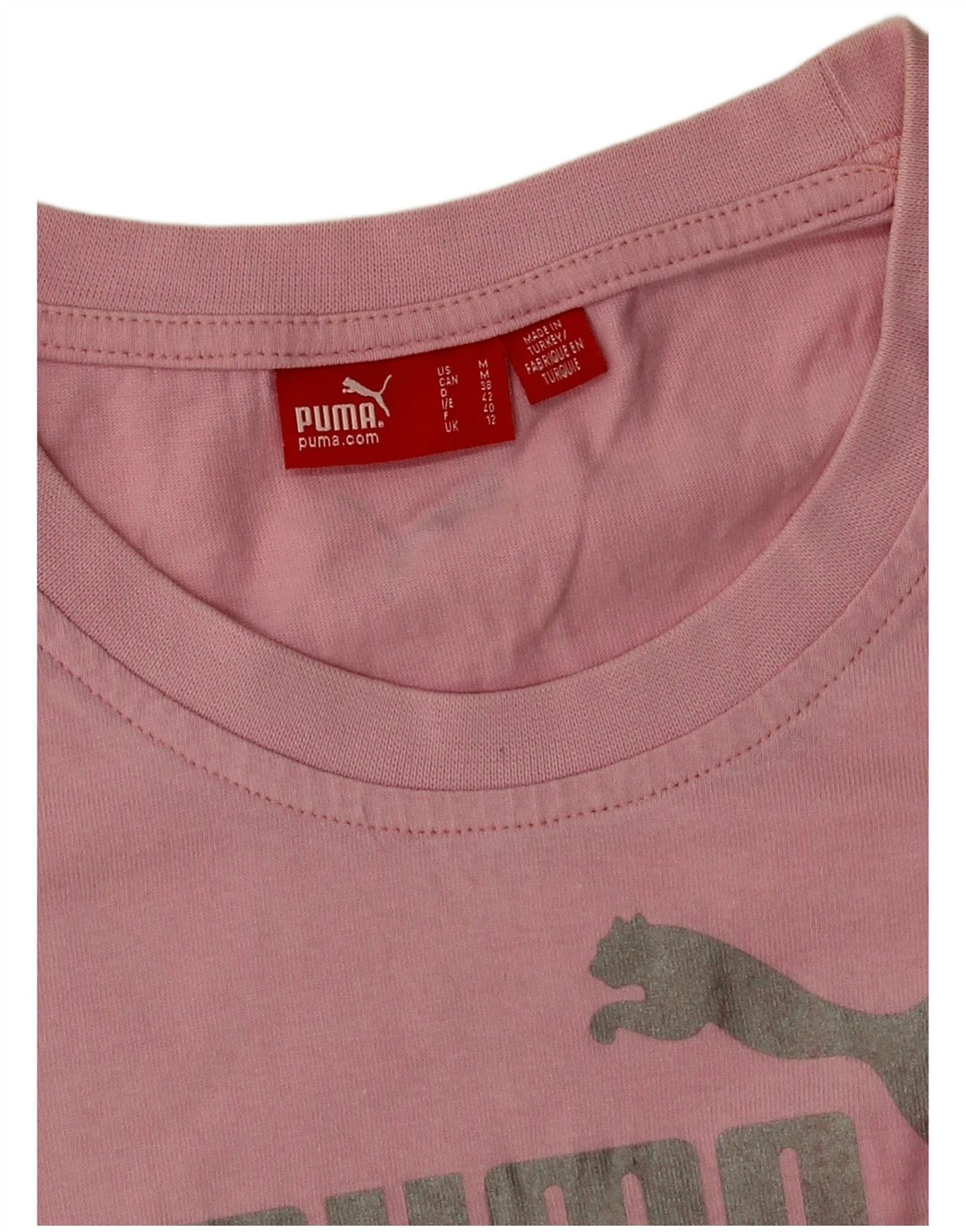 Puma Womens Graphic T-Shirt Top UK 12 Medium Pink