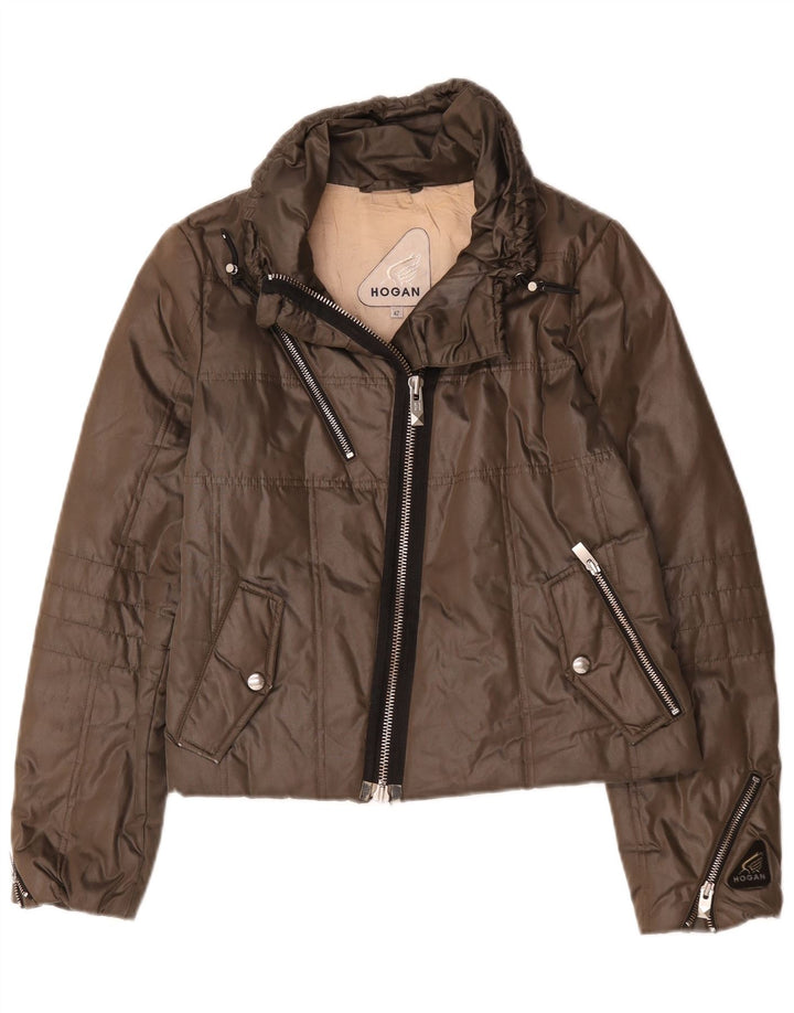 Hogan Womens Padded Jacket IT 42 Medium Brown Polyester