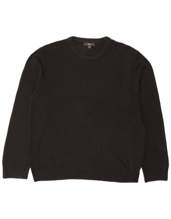 Marks & Spencer Mens Crew Neck Jumper Sweater 2XL Black Acrylic