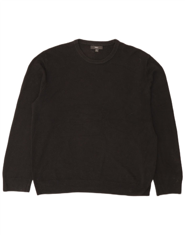 Marks & Spencer Mens Crew Neck Jumper Sweater 2XL Black Acrylic