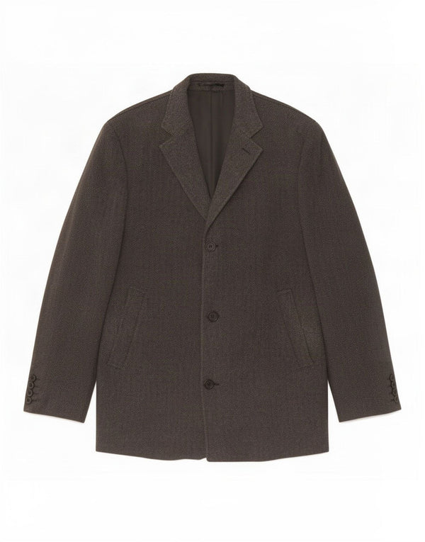 Gant Mens Overcoat UK 42 XL Grey Herringbone Polyester