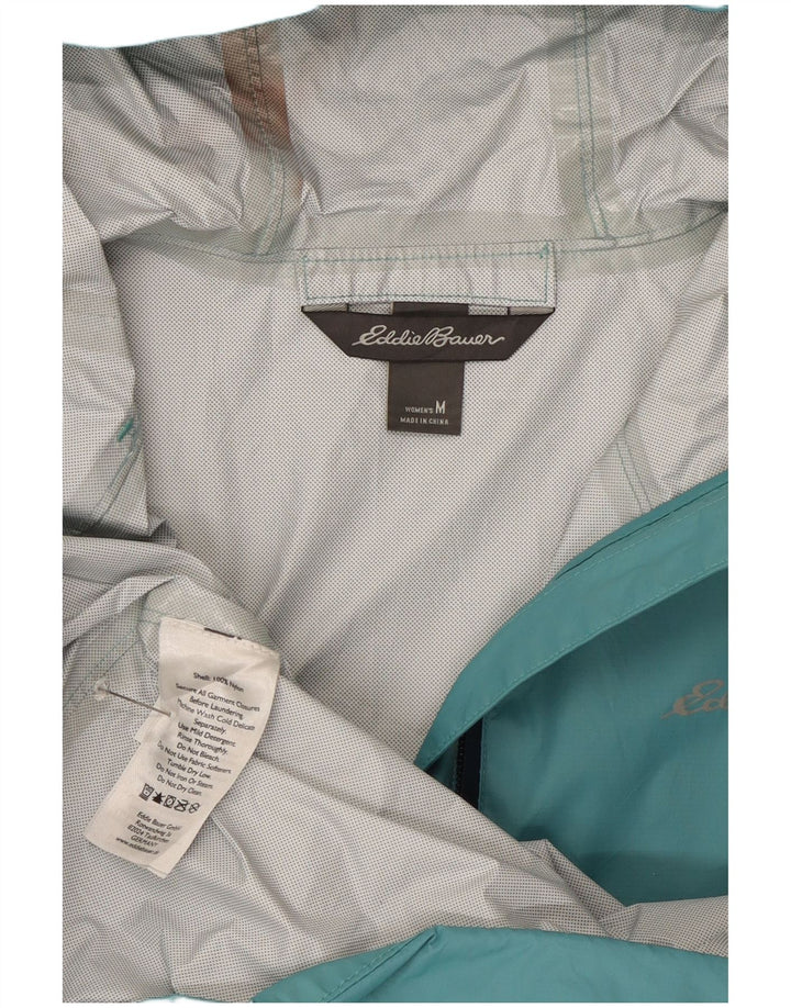 Eddie Bauer Womens Hooded Rain Jacket UK 14 Medium Blue Nylon