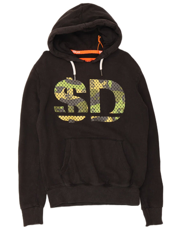 Superdry Mens Graphic Hoodie Jumper Medium Black Cotton