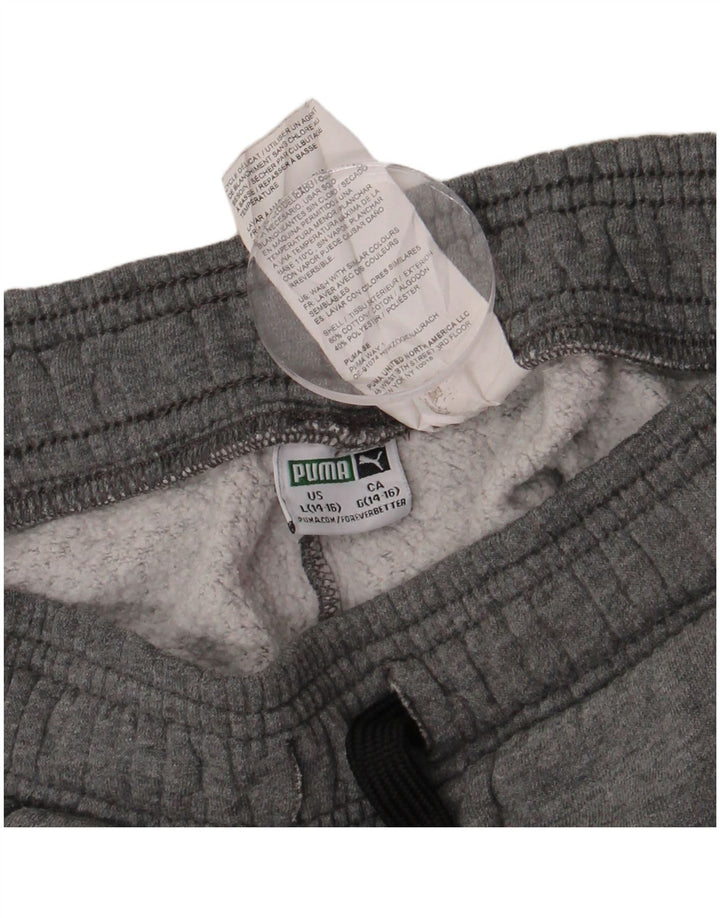 PUMA Girls Tracksuit Trousers Joggers 14-15 Years Large Grey Colourblock