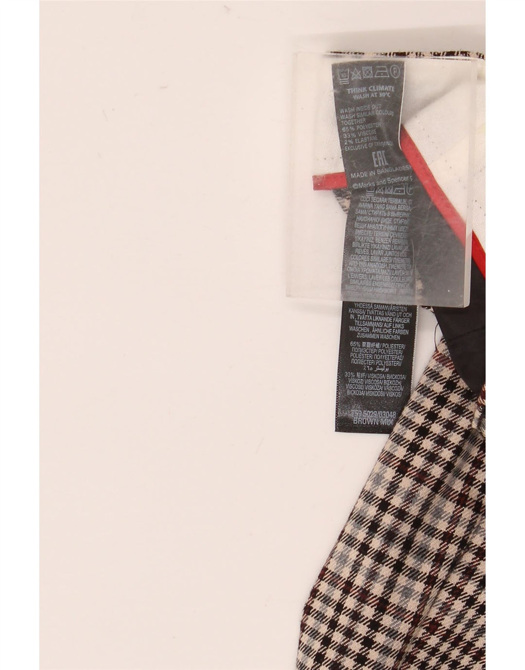 Marks & Spencer Womens Slim Chino Trousers UK 16 Large W34 L30 Brown Check