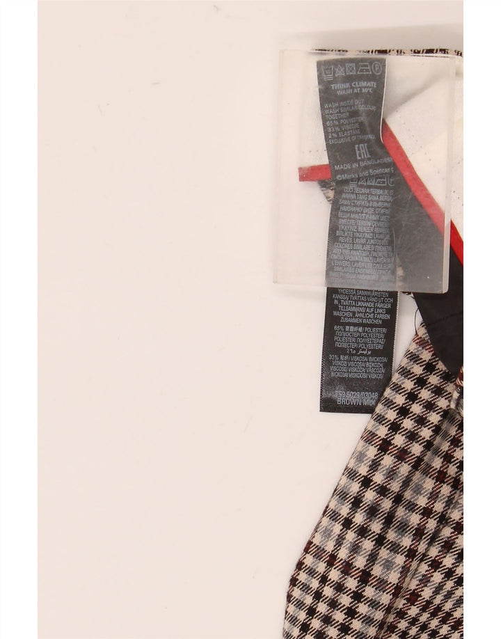 Marks & Spencer Womens Slim Chino Trousers UK 16 Large W34 L30 Brown Check