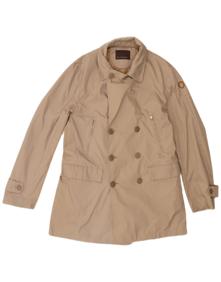 TRUSSARDI Mens Double Breasted Trench Coat UK 38 Medium Beige