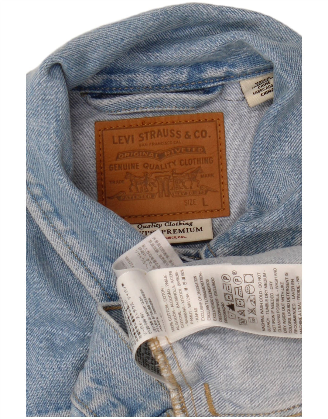 Levi's Womens Crop Denim Jacket UK 16 Large Blue Floral Cotton