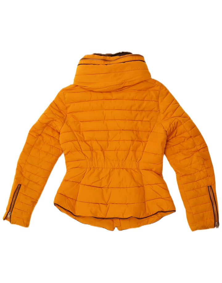 Zara Womens Crop Padded Jacket UK 10 Small Yellow