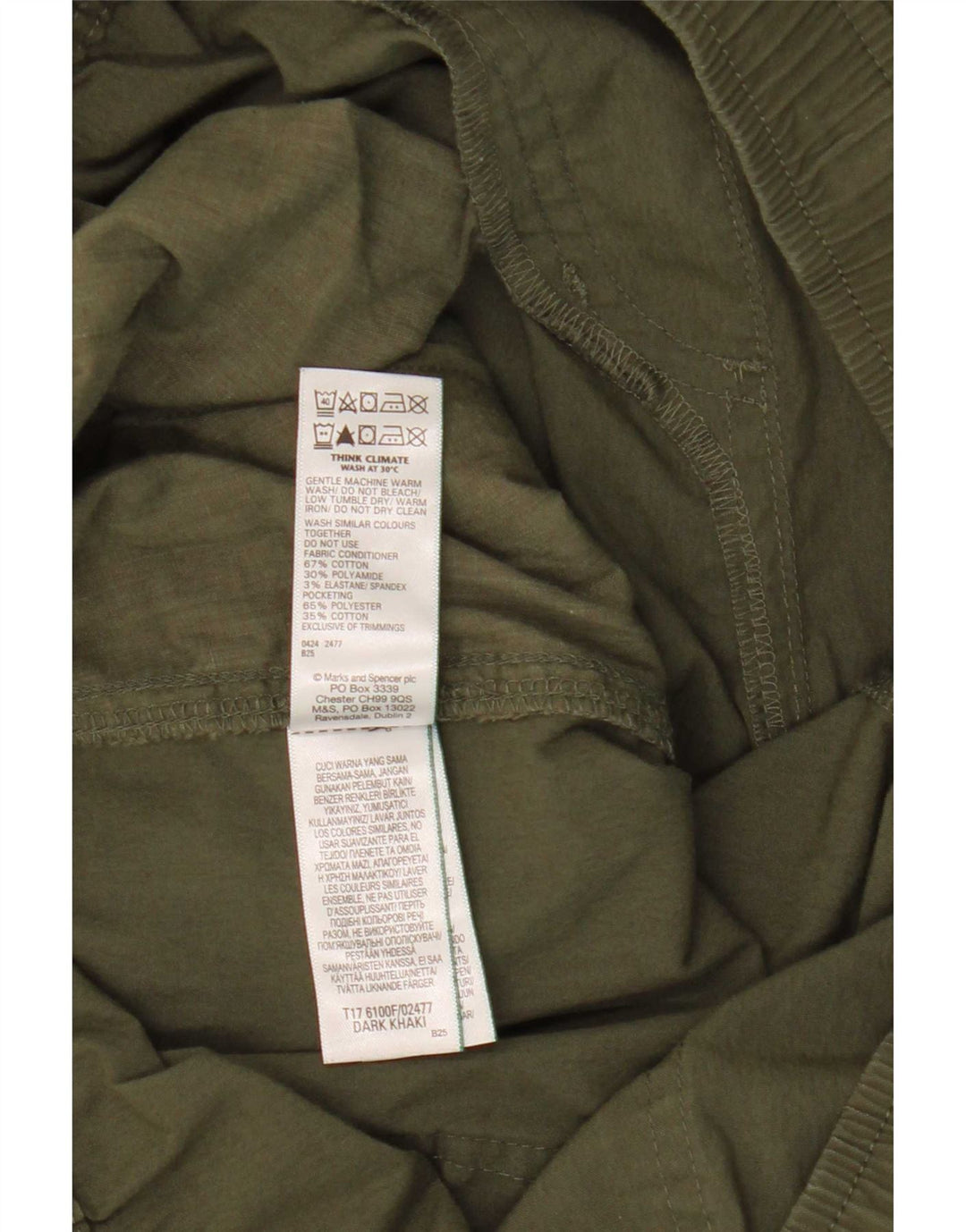 Marks & Spencer Mens Straight Cargo Trousers Large W36 L28 Khaki Cotton