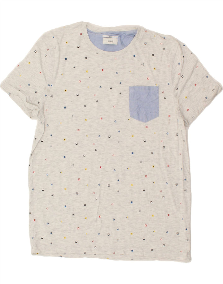 JULES Mens T-Shirt Top Large Grey Geometric Vintage Jules and Second-Hand Jules from Messina Hembry 