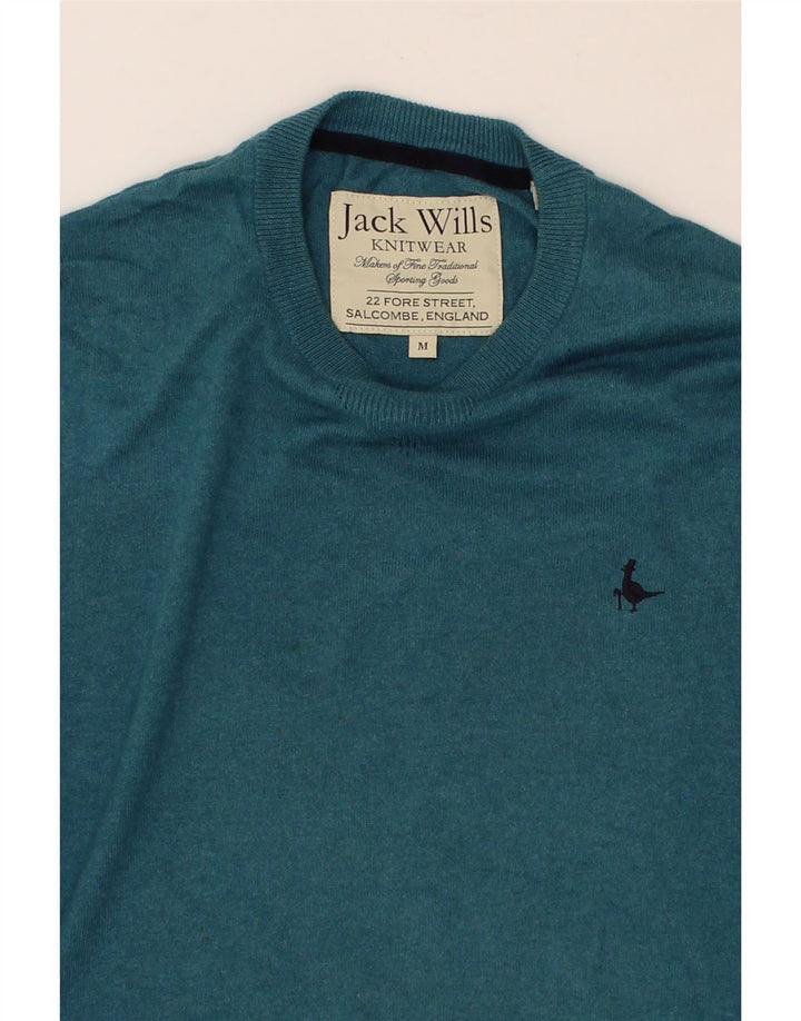 JACK WILLS Mens Crew Neck Jumper Sweater Medium Turquoise Vintage Jack Wills and Second-Hand Jack Wills from Messina Hembry 