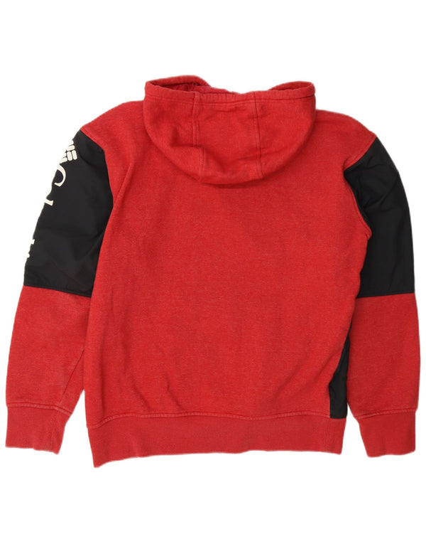 Columbia Mens Graphic Hoodie Jumper Medium Red Colourblock Cotton