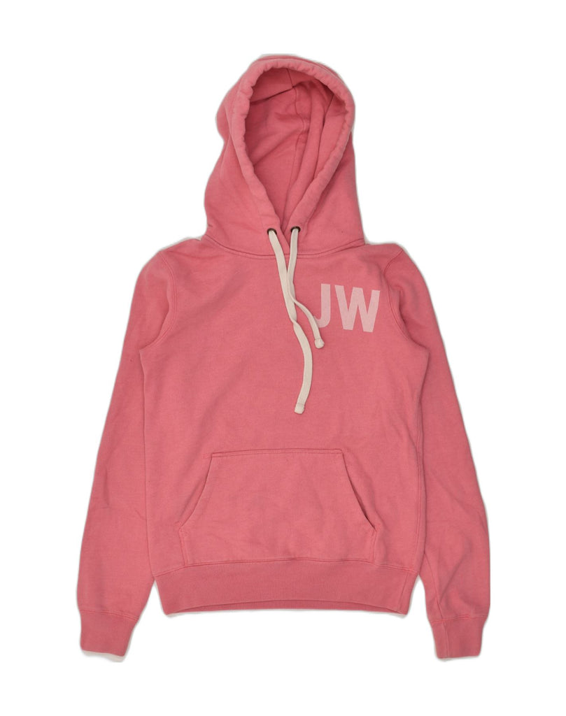 JACK WILLS Womens Graphic Hoodie Jumper UK 8 Small Pink Cotton | Vintage Jack Wills | Thrift | Second-Hand Jack Wills | Used Clothing | Messina Hembry 