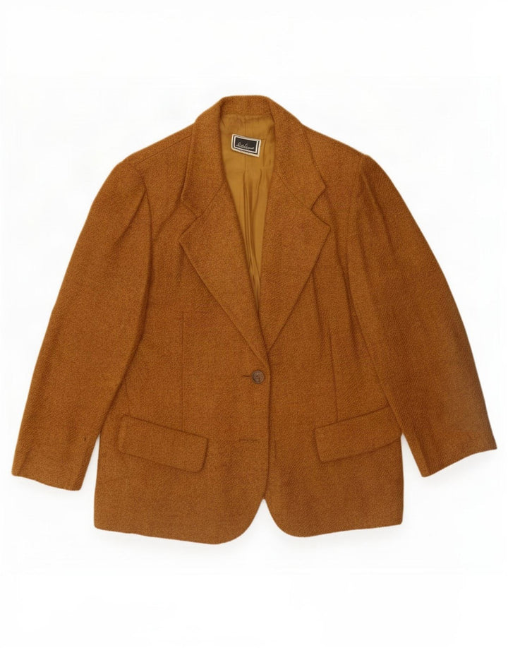 Luisa Spagnoli Womens 1 Button Blazer Jacket UK 14 Medium Brown Flecked