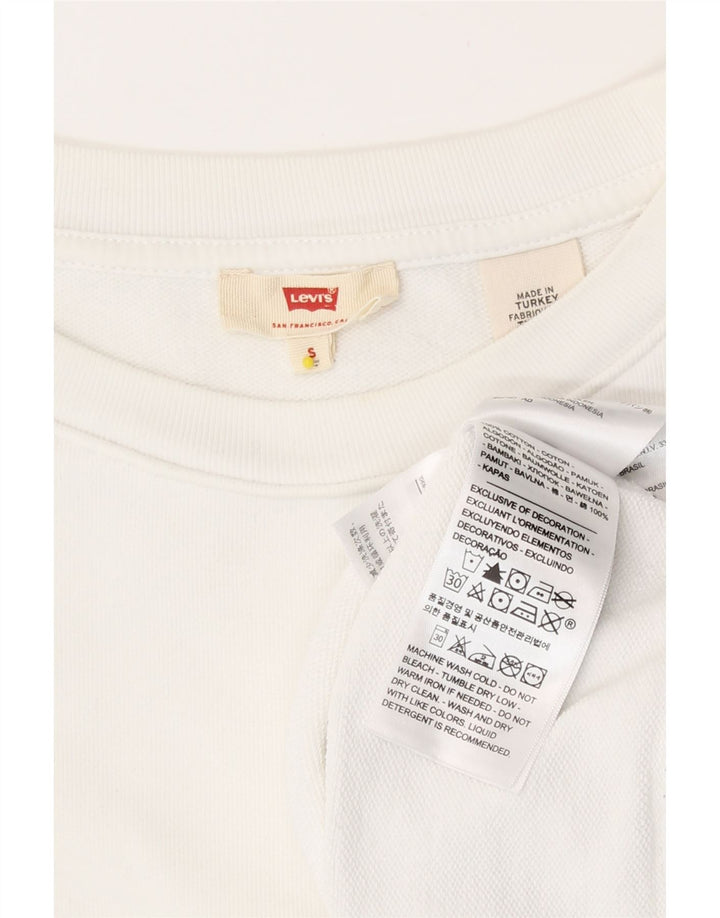 Levi's Womens Oversized Graphic Crop Sweatshirt Jumper UK 10 Small White