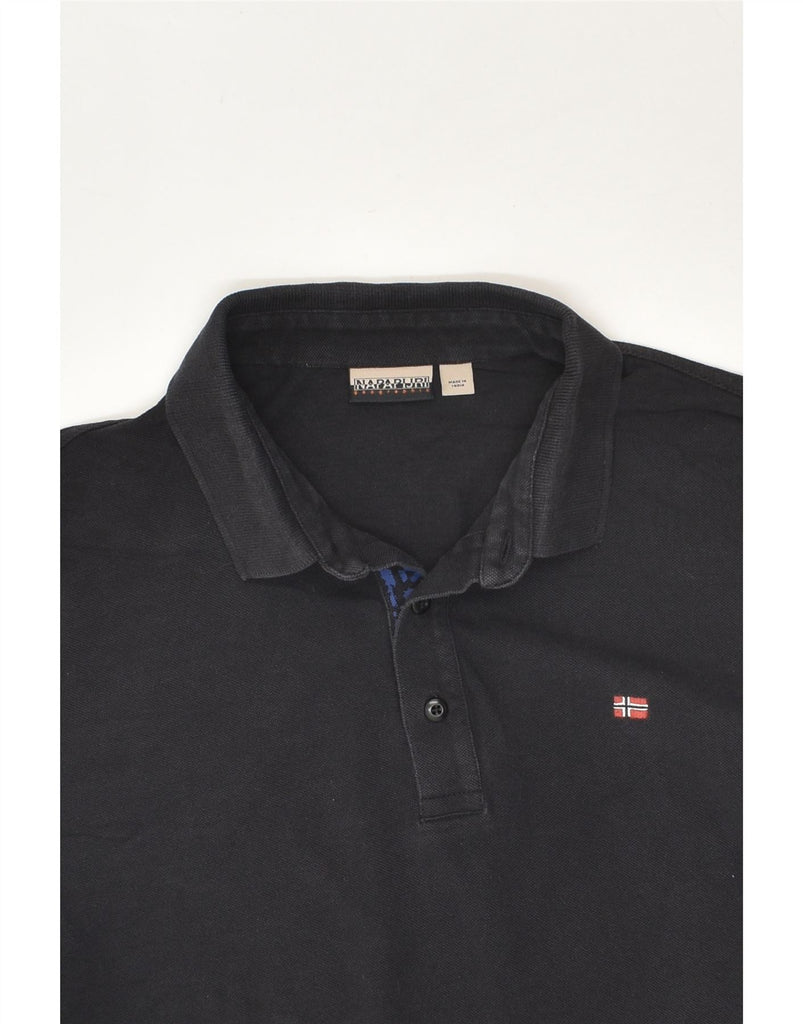 NAPAPIJRI Mens Polo Shirt Medium Black Cotton | Vintage Napapijri | Thrift | Second-Hand Napapijri | Used Clothing | Messina Hembry 