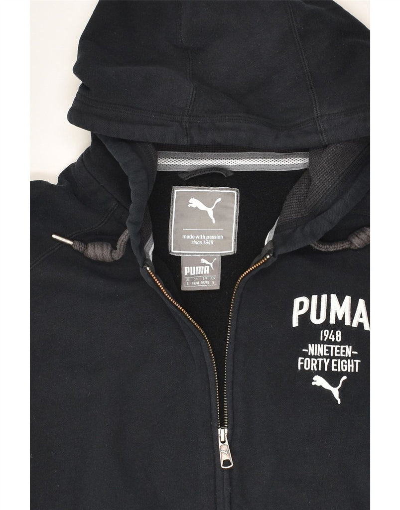 PUMA Mens Graphic Zip Hoodie Sweater Small Black Cotton | Vintage Puma | Thrift | Second-Hand Puma | Used Clothing | Messina Hembry 